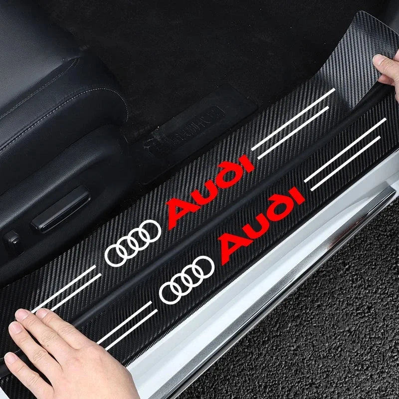 Audi Carbon Fiber Door Sill Protector - 3D Anti-Scratch Threshold Strip