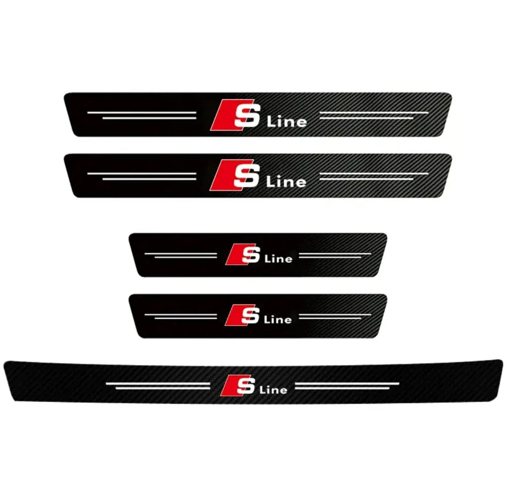 Audi Carbon Fiber Door Sill Protector - 3D Anti-Scratch Threshold Strip