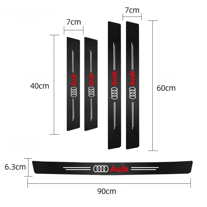 Audi Carbon Fiber Door Sill Protector - 3D Anti-Scratch Threshold Strip