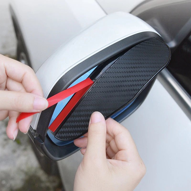 Carbon Fiber Rearview Mirror Rain Shield - 2 Pack