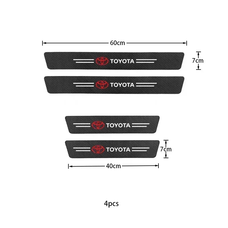 Toyota Carbon Fiber Door Sill Protector - Anti-Scratch Logo Sticker Set