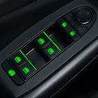 Luminous Car Interior Stickers - 18 Piece Glow-in-Dark Window Control Panel Set