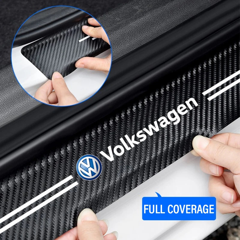 VW GTI Carbon Fiber Door Sill Protector - 5 Piece Sticker Set