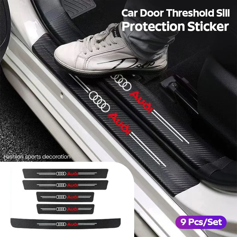 Audi Carbon Fiber Door Sill Protector - 3D Anti-Scratch Threshold Strip