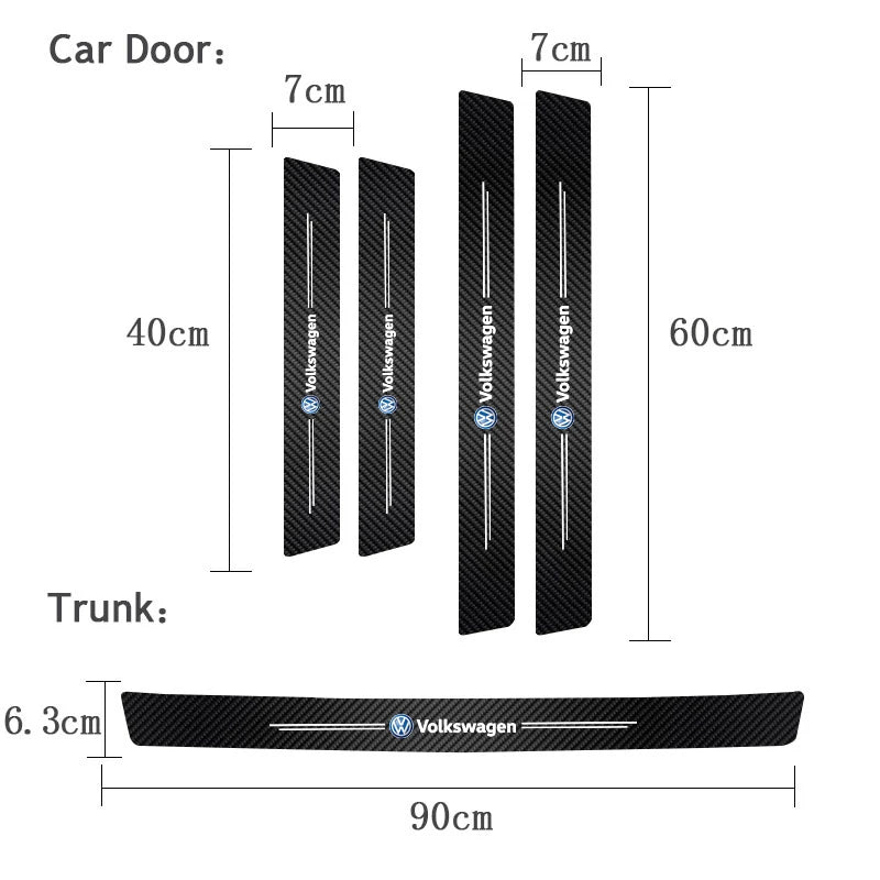 VW GTI Carbon Fiber Door Sill Protector - 5 Piece Sticker Set
