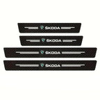 Skoda Carbon Fiber Door Sill Guards - Anti-Scratch Protector Film Set
