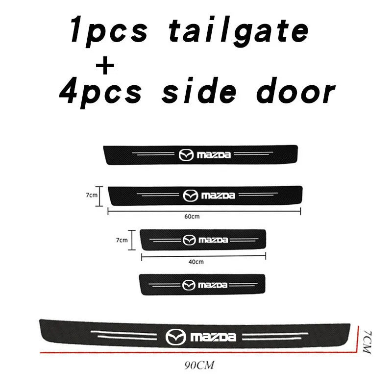 Mazda Carbon Fiber Door Sill Plate Protector - 5 Piece Sticker Set