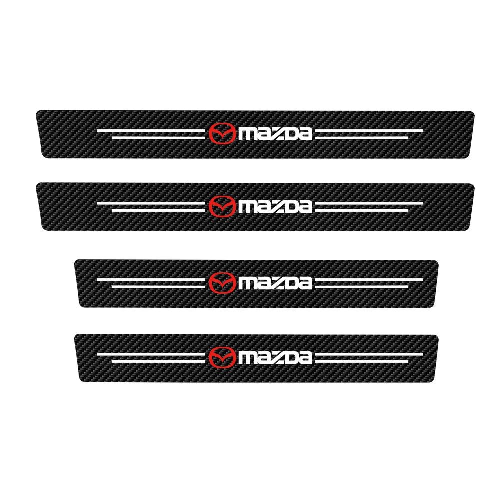 Mazda Carbon Fiber Door Sill Protector - 4 Piece Anti-Scratch Sticker Set