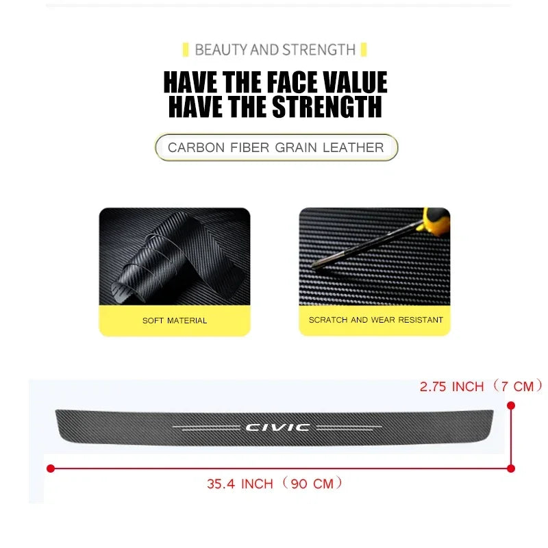 Honda Civic Carbon Fiber Door Sill Protector - 4 Piece Sticker Set