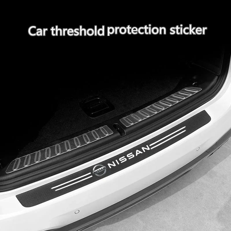 Nissan Carbon Fiber Door Sill Protector - Bumper Sticker Set