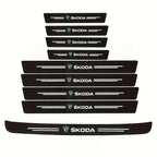 Skoda Carbon Fiber Door Sill Guards - Anti-Scratch Protector Film Set