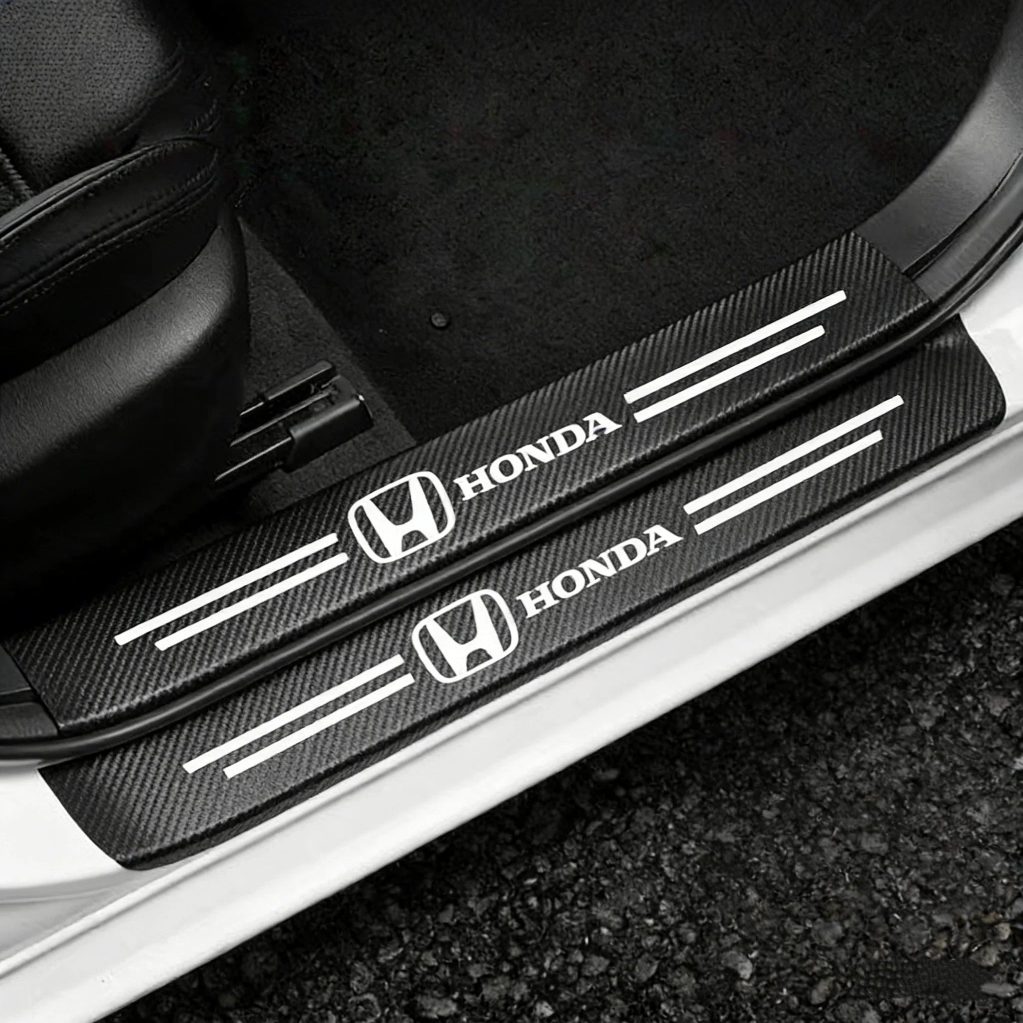 Honda Carbon Fiber Door Sill Protector - 4 Piece Sticker Set