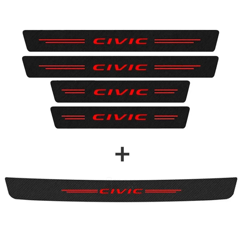 Honda Civic Carbon Fiber Door Sill Protector - 4 Piece Sticker Set