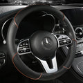 Universal Leather Steering Wheel Cover - Diamond Pattern Anti-Slip (14.5-15 inch)