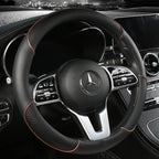 Universal Leather Steering Wheel Cover - Diamond Pattern Anti-Slip (14.5-15 inch)