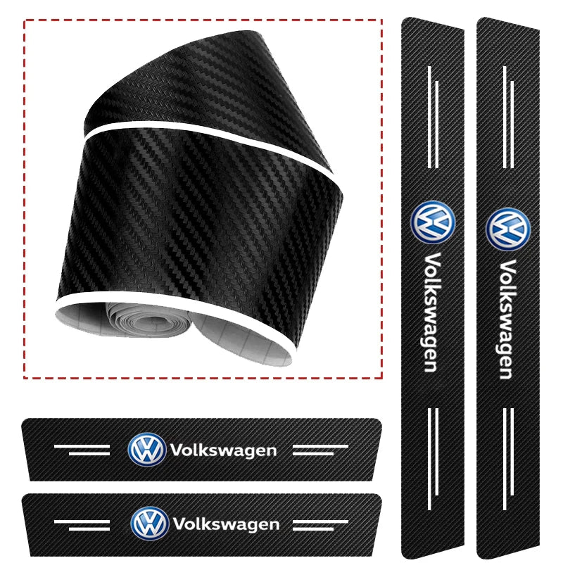 VW GTI Carbon Fiber Door Sill Protector - 5 Piece Sticker Set