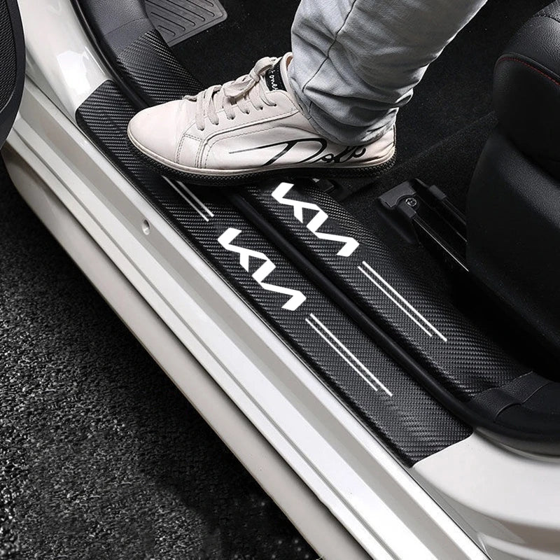 KIA Carbon Fiber Door Sill Protector - 5 Piece Sticker Set