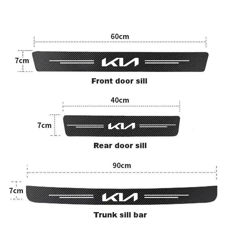 KIA Carbon Fiber Door Sill Protector - 5 Piece Sticker Set