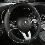Universal Leather Steering Wheel Cover - Diamond Pattern Anti-Slip (14.5-15 inch)