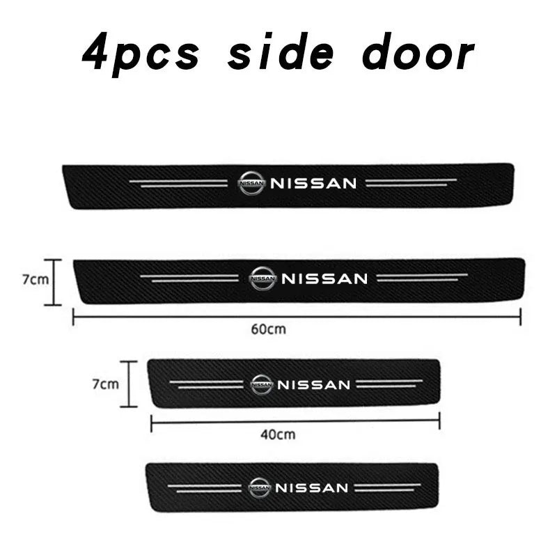 Nissan Carbon Fiber Door Sill Protector - Bumper Sticker Set