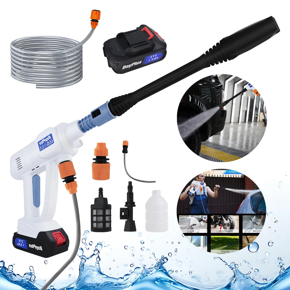 Rechargeable Portable Car Pressure Washer - 6-in-1 Nozzle Jet Spray Gun