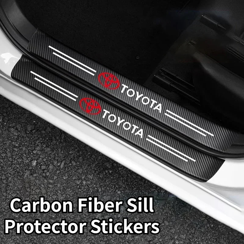 Toyota Carbon Fiber Door Sill Protector - Logo Sticker Set
