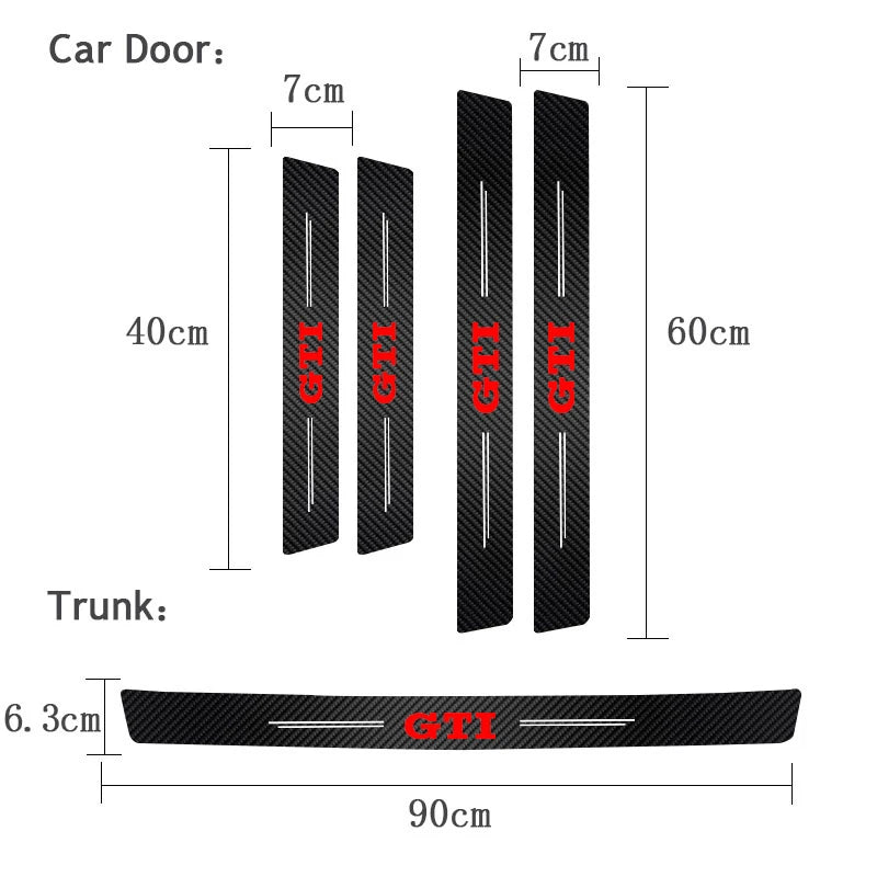 VW GTI Carbon Fiber Door Sill Protector - 5 Piece Sticker Set