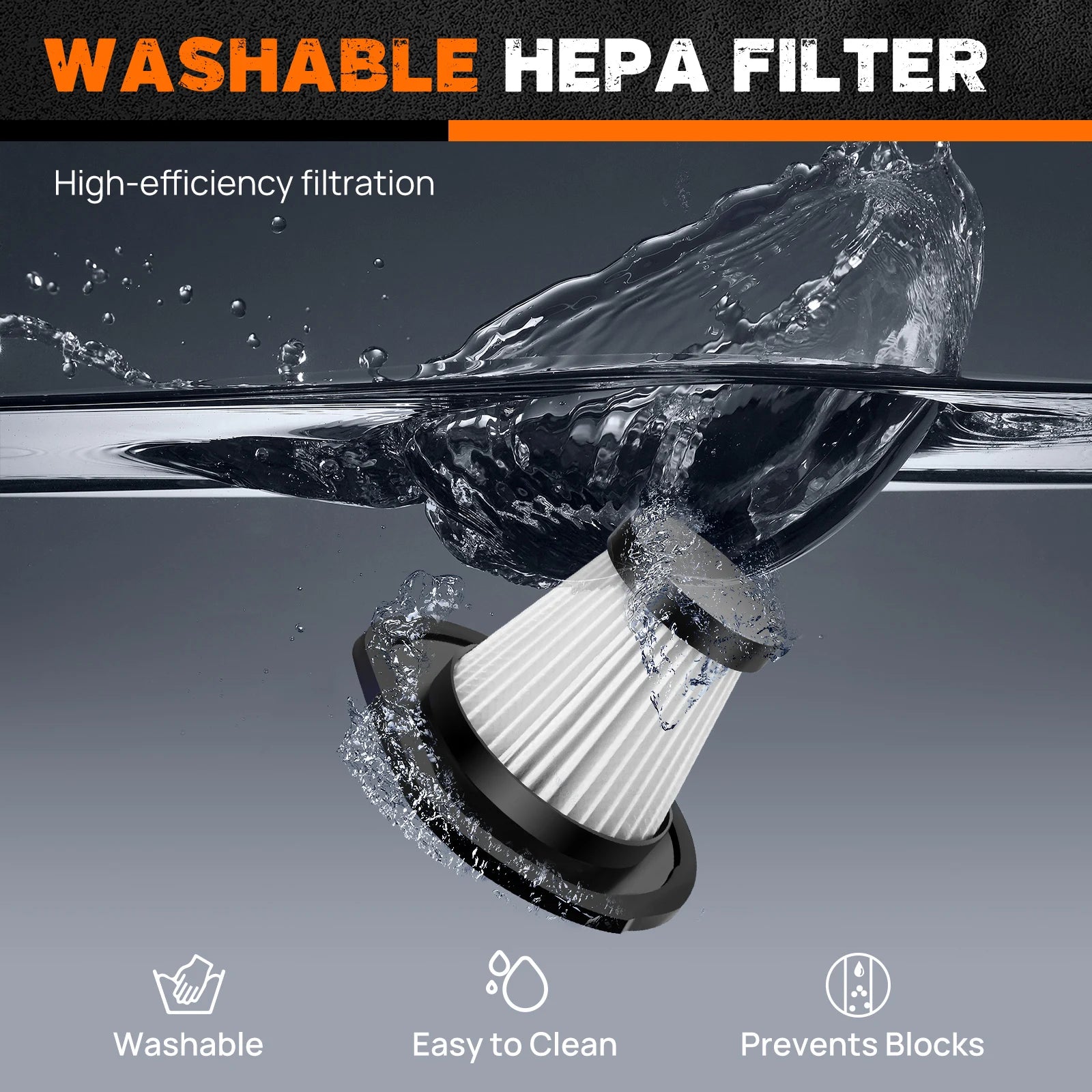 Cordless Handheld Vacuum Cleaner - Portable Car & Home Vacuum with HEPA Filter & LED Light