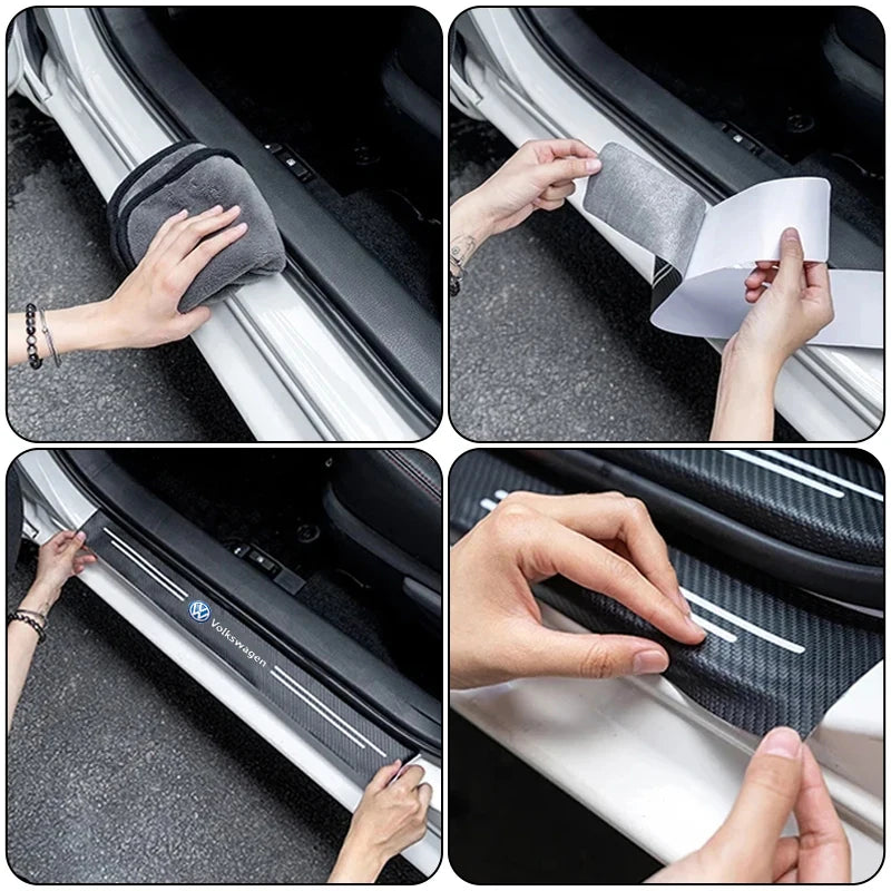 VW GTI Carbon Fiber Door Sill Protector - 5 Piece Sticker Set