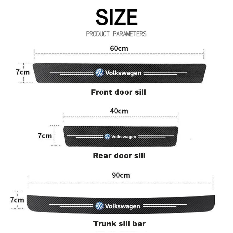 VW GTI Carbon Fiber Door Sill Protector - 5 Piece Sticker Set