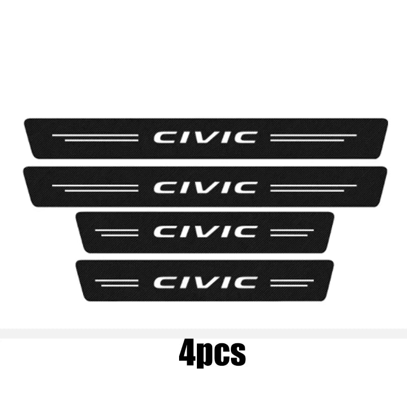 Honda Civic Carbon Fiber Door Sill Protector - 4 Piece Sticker Set