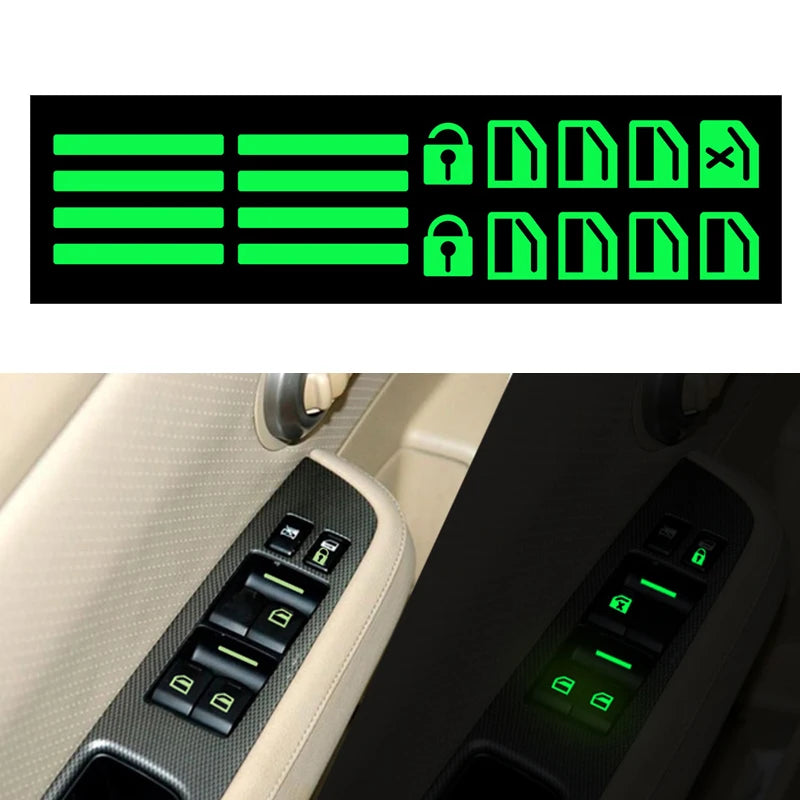 Luminous Car Window Button Stickers - Glow-in-Dark Lifter Switch Decals