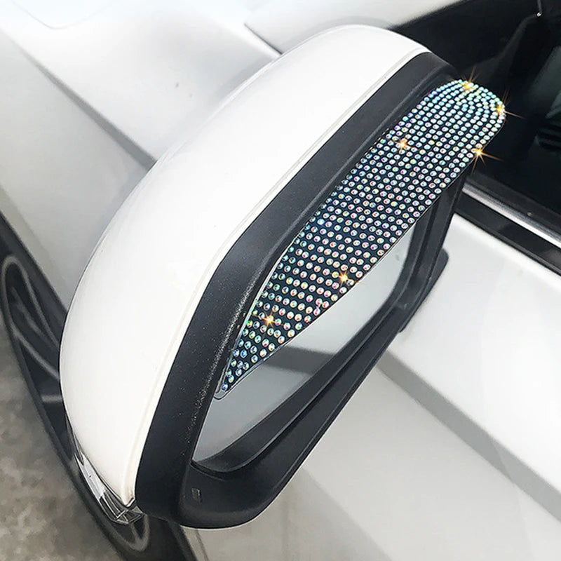 Rhinestone Car Rearview Mirror Rain Eyebrow - 2 Pack