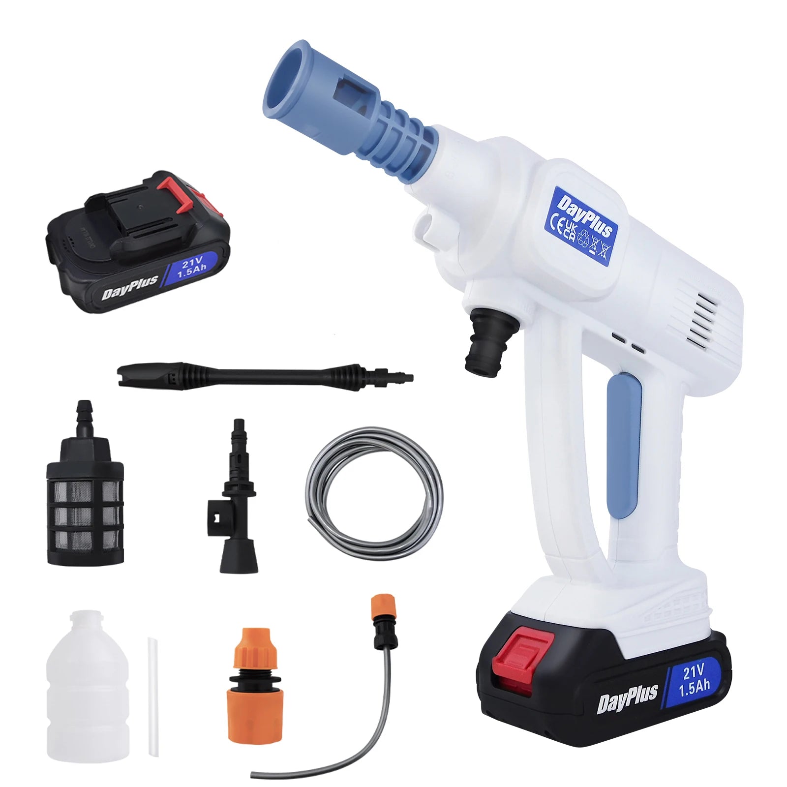 Rechargeable Portable Car Pressure Washer - 6-in-1 Nozzle Jet Spray Gun