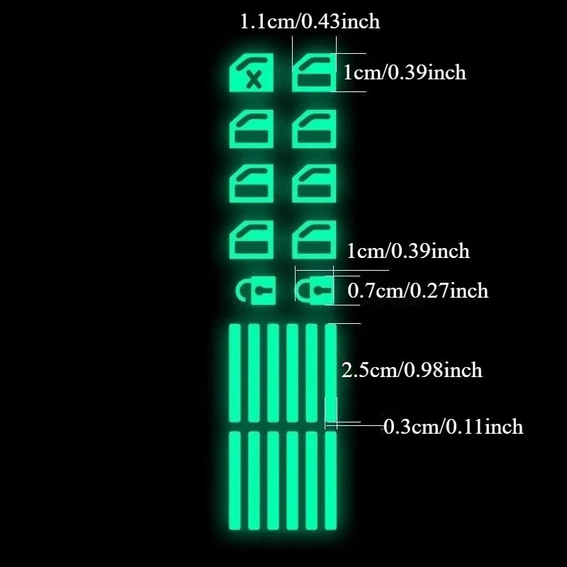Luminous Car Window Control Panel Stickers - Glow-in-Dark Button Decals