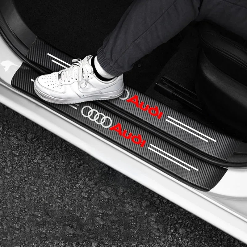 Audi Carbon Fiber Door Sill Protector - 3D Anti-Scratch Threshold Strip