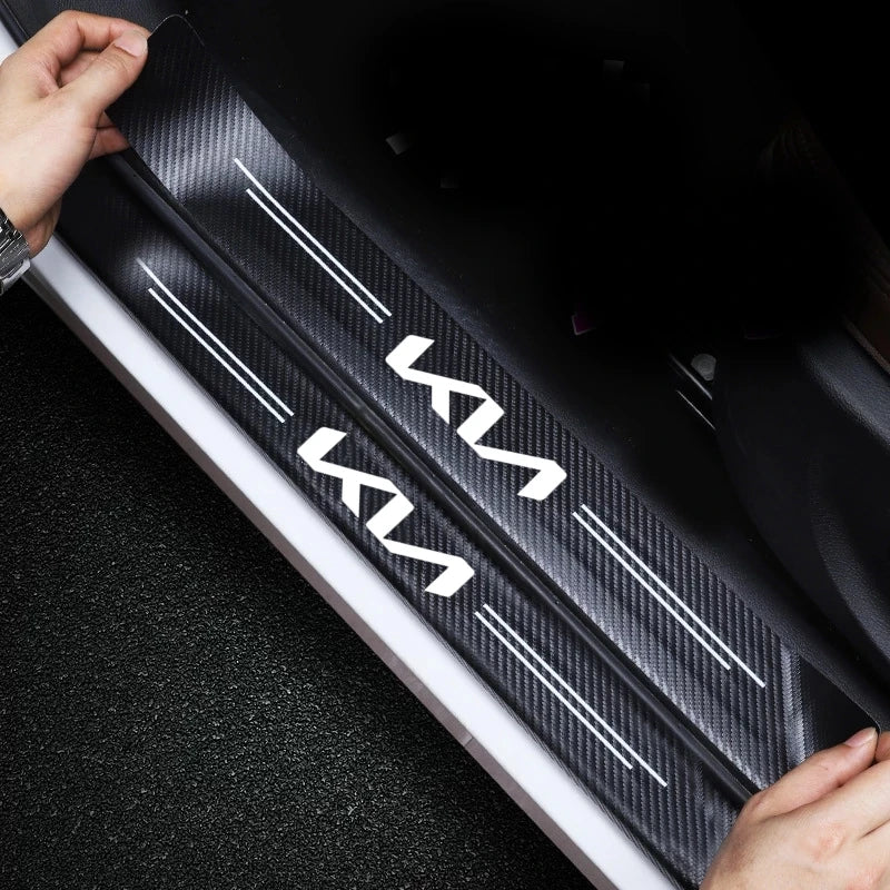 KIA Carbon Fiber Door Sill Protector - 5 Piece Sticker Set