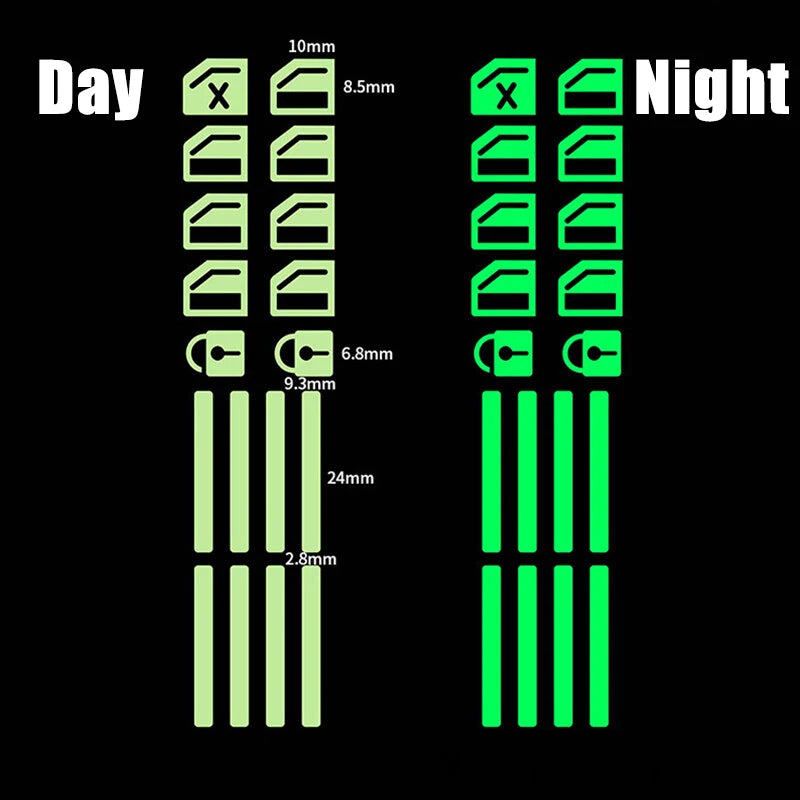 Luminous Car Interior Stickers - 18 Piece Glow-in-Dark Window Control Panel Set