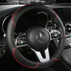 Universal Leather Steering Wheel Cover - Diamond Pattern Anti-Slip (14.5-15 inch)