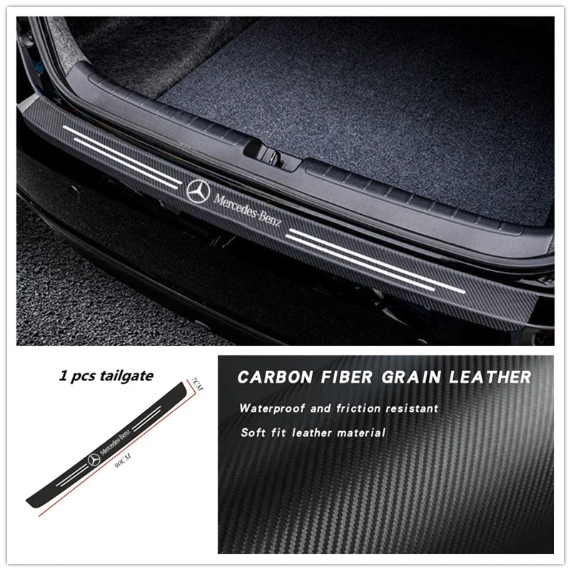 Mercedes Benz Carbon Fiber Door Sill Protector - 4 Piece Threshold Sticker Set