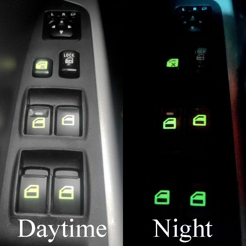 Luminous Car Window Button Stickers - Glow-in-Dark Lifter Switch Decals