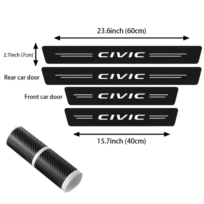 Honda Civic Carbon Fiber Door Sill Protector - 4 Piece Sticker Set