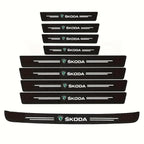 Skoda Carbon Fiber Door Sill Guards - Anti-Scratch Protector Film Set