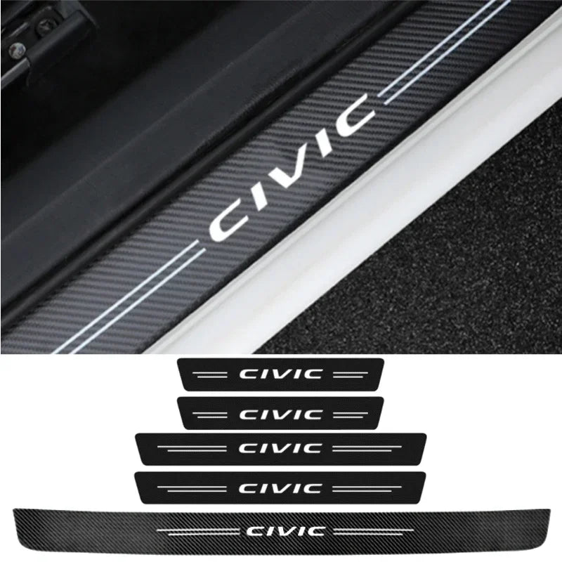 Honda Civic Carbon Fiber Door Sill Protector - 4 Piece Sticker Set