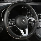 Universal Leather Steering Wheel Cover - Diamond Pattern Anti-Slip (14.5-15 inch)