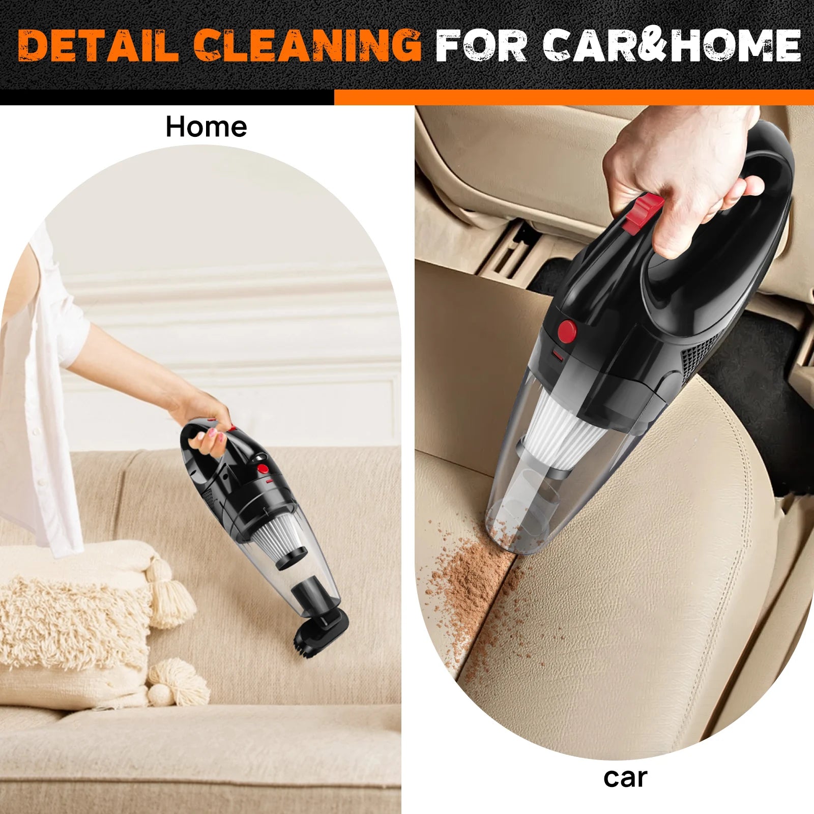 Cordless Handheld Vacuum Cleaner - Portable Car & Home Vacuum with HEPA Filter & LED Light