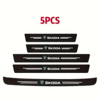 Skoda Carbon Fiber Door Sill Guards - Anti-Scratch Protector Film Set