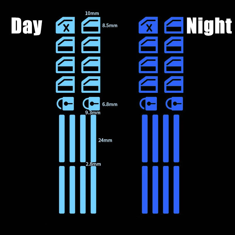 Luminous Car Interior Stickers - 18 Piece Glow-in-Dark Window Control Panel Set