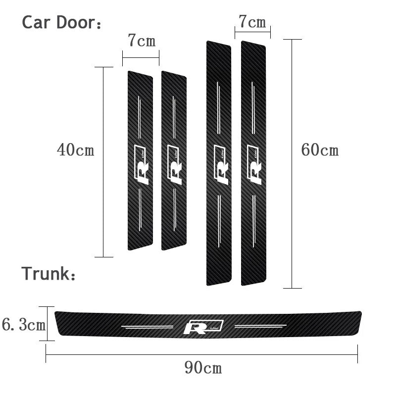 VW GTI Carbon Fiber Door Sill Protector - 5 Piece Sticker Set