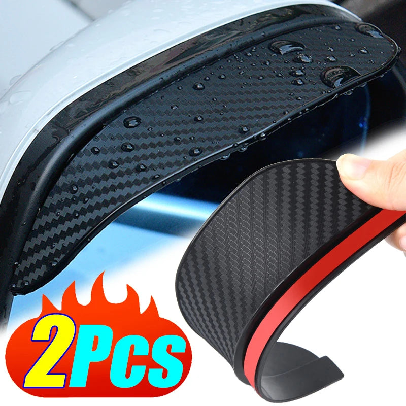 Carbon Fiber Rearview Mirror Rain Shield - 2 Pack